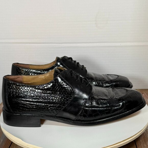 Stacy Adams Men's Genuine Snake Skin and Leather  Men's Size 12M Black Lace up D - Picture 4 of 11